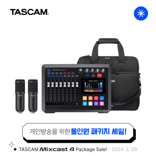 [TASCAM] Mixcast 4 + TM-70 (2개) + CS-PCAS20